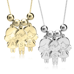 Mutterhalskette mit Jungen und Mädchen Anhänger