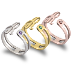 Offener Ring mit Geburtsstein und Initiale