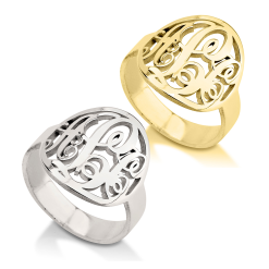 Ausgeschnittener gerahmter Monogramm Ring