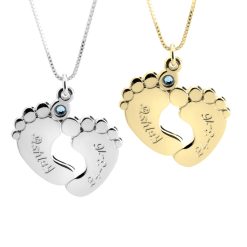 Gravierte Babyfüße mit Geburtsstein