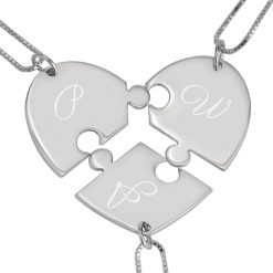 3 teilige Initialen-Puzzle-Halskette