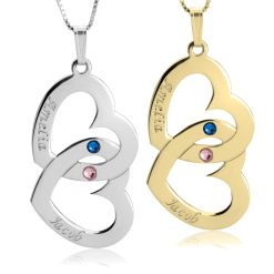 Personalisierte Doppel Herz Halskette