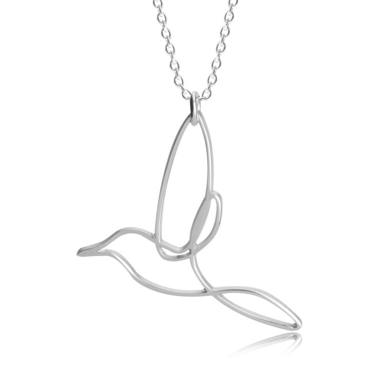 Linienkunst Kolibri Halskette