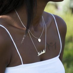 Name und Herz Geschichtete Halskette