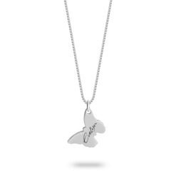Tilted Butterfly Necklace with Name Engraving